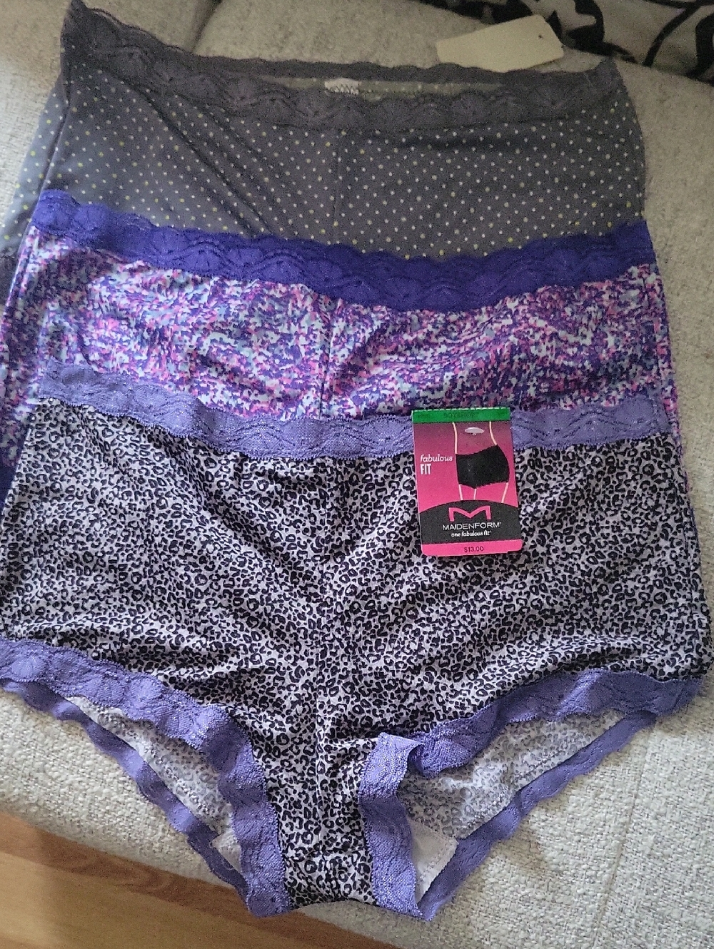 Women’s Purple Lace-Trim Briefs - Pack